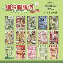 1本30张日式风格贴纸书，甜点主题贴纸，装饰贴纸，日记/笔记本素材贴纸，美观贴纸，适用于剪贴簿、日记本、水瓶、笔记本电脑等，剪贴簿用品套装，防水乙烯基贴纸，适合成人使用 - A - 查看 18