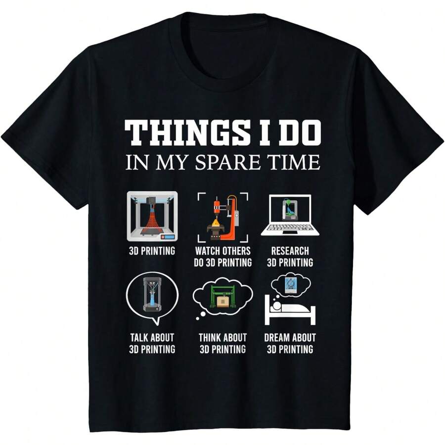 Things I Do In My Free Time: 3D Printing - Funny 3D Printer T-Shirt - 黑色 - 查看 1