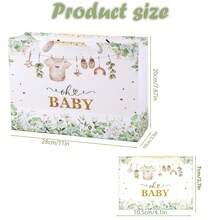 Bolsa de regalo para baby shower con diseño verde "Oh Baby" que incluye pañuelos y tarjeta - Bolsa de regalo grande de color verde suave con eucalipto, adecuada para baby shower de niño o niña - Decoración y envoltura de regalo unisex para baby shower - Multicolor - Ver 3