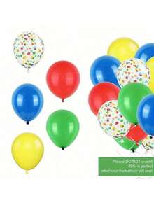 45 Stücke 10 Zoll grüne rote gelbe blaue Ballons, Konfetti Helium Latex Ballons für Karneval, Superhelden Party, Geburtstag, Babyparty, Hochzeit, Party Dekoration - Satz - Übersicht 5