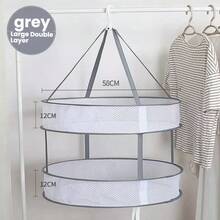 1 pieza Cesta de secado colgante plegable de 2 niveles, estante de secado de ropa de malla transpirable, red de secado anti-deformación, adecuada para suéteres, sujetadores, ropa interior, calcetines, uso doméstico - Gris - Ver 10