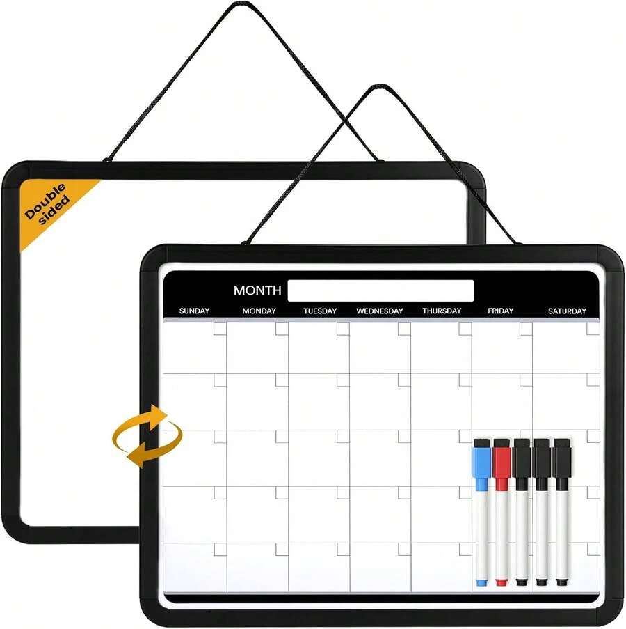 Lumspax Small Monthly Whiteboard Calendar For Wall, Mini 11" X 14" Dry Erase Board With Plastic Frame, Hanging Dry Erase Calendar For Kitchen Planner, Home, Office - 顏色A - 查看 1