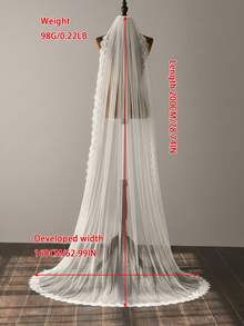 1pc 2m Long Lace Bridal Veil, Elegant Wedding Dress Accessory, Suitable For Cathedral Wedding - Nhiều màu - Xem 7