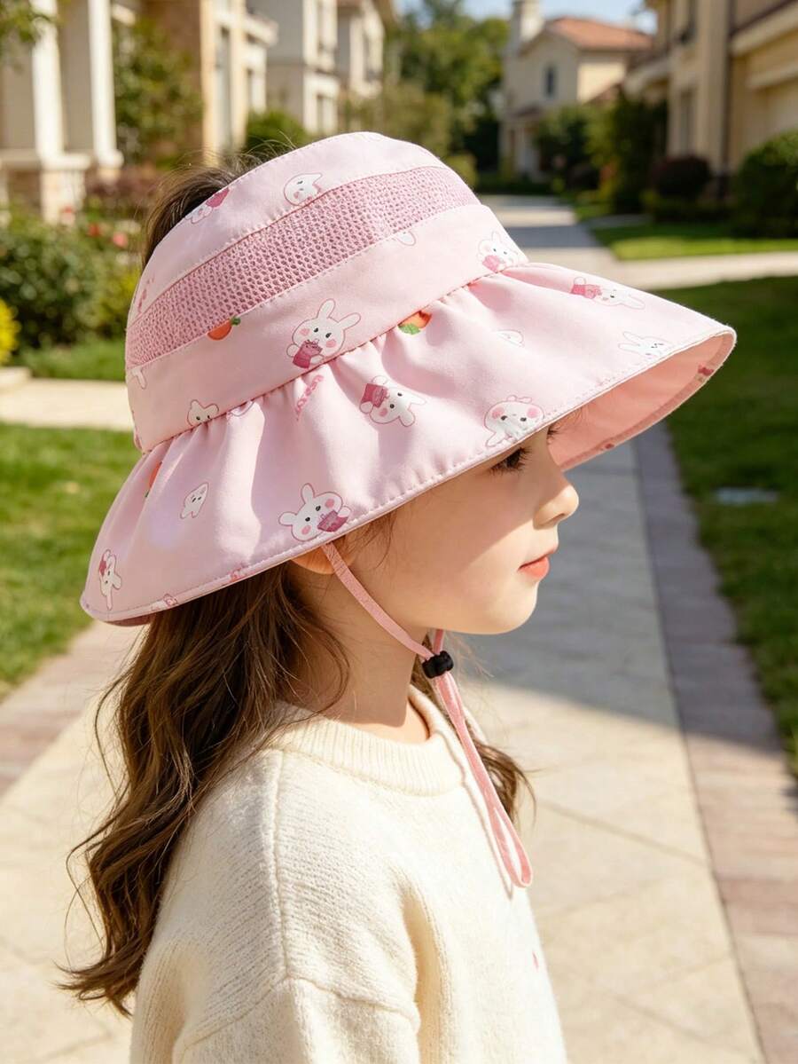 1顶可爱夏季遮阳帽,专为幼儿女童设计,透气舒适,适合婴幼儿和儿童。宽帽檐,是户外日常休闲、防晒、海滩度假和玩耍的理想之选。适合3-8岁儿童。 - 多色 - 查看 1