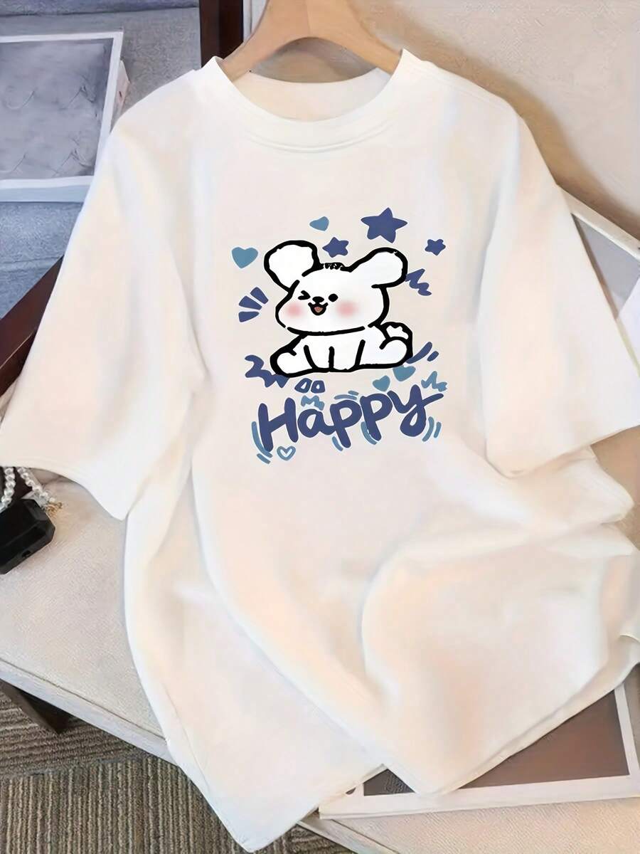 Women's Spring And Summer Short Sleeve T-Shirts - White - View 1