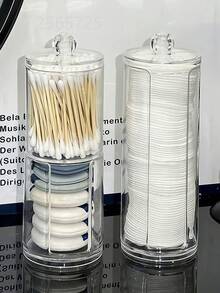 1 Peça Organizador de Maquiagem com Cotonetes de Algodão Transparente e Dispensador, Caixa de Armazenamento para Escrivaninha, Frasco Recarregável para Batom, Pote de Armazenamento à Prova d'Água para Banheiro, Caixa de Armazenamento Multifuncional, Caixa de Armazenamento para Palitos de Dente, Presente do Dia dos Namorados, Suprimentos de Volta às Aulas - Branco transparente - Visão 9