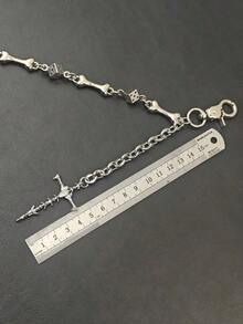 冬季新品 哥特暗黑 DIY 骨头拼接骰子裤链朋克男女腰部奢华配饰 Y2K 嘻哈珠宝圣诞礼物 - 銀色 - 查看 10