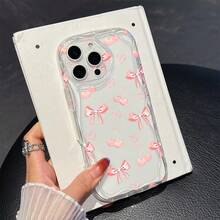 1 chiếc ốp lưng điện thoại thời trang chất liệu TPU họa tiết nơ và quả anh đào, trong suốt, màu kem, chống sốc và chống trượt, tương thích với iPhone, Honor, v.v. - Trong sáng - Xem 6
