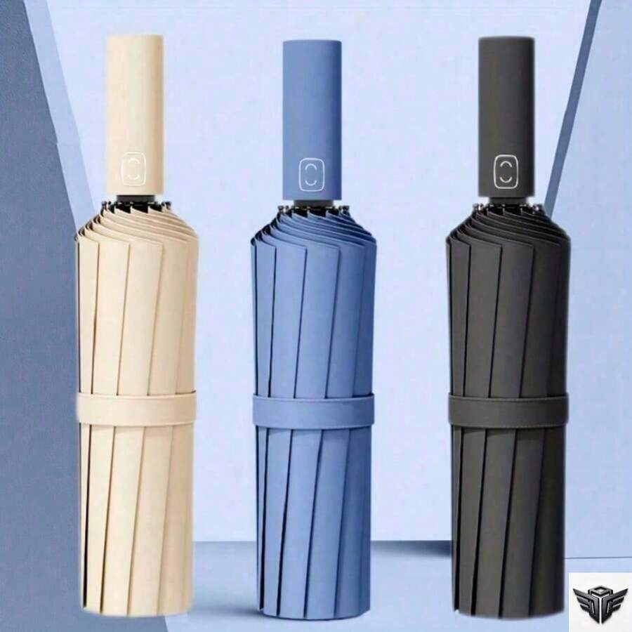 Paraguas automático, paraguas plegable automático, paraguas de sol, sombrilla de uso dual para entretenimiento en el hogar y al aire libre 1YQ9 - Azul - Ver 1
