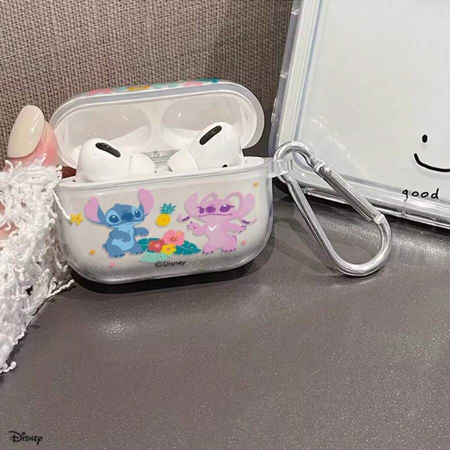 Ốp bảo vệ AirPods Pro trong suốt Disney Aloha Stitch & Angel chủ đề kỳ nghỉ nhiệt đới, chống sốc, kèm móc khóa, tương thích với AirPods 1/2/3/4 và Pro/Pro 2 thế hệ mới. Thích hợp làm quà tặng Giáng sinh cho AirPods Pro 3 mới. - Trong suốt - Xem 1