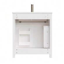 White Vanity Unit Measuring 81 X 46.5 Cm With Ceramic Basin, 1 Drawer And 1 Soft-Close Door, Modern Freestanding Vanity Unit With A Ribbed Design - White - View 9