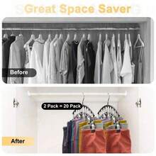 1Pc Multi-Clip Clothes Organizer Hanger With Stainless Steel Construction, Wall-Mounted Rack For Easy Installation And Space Saving Storage, Perfect Holder For Leggings, Socks, Scarves, Belts, Garments And Accessories In Home Bedroom, Closet Organization Solution For All Seasons - Multicolor - View 7