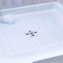 1pc Minimalist Solid Color PVC Anti-Slip Bath Mat, Square Suction Cup Bathroom Shower Floor Mat - Multicolor - View 5
