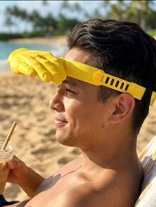 1件平價黃色棕櫚太陽帽 3D髮箍 防紫外線 柔軟透氣 海灘露營夏季配件 - 巴掌遮陽帽 - 查看 5