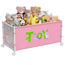 JBBTOOL Caja de juguetes grande organizador de almacenamiento de juguetes para niños pecho de juguetes para niños pequeños con ruedas de 360° caja de juguetes para sala de estar caja de juguetes - 2Rosa 1PC - Ver 9