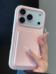 Luxury Silicone Magnetic Wireless Charging Card Holder Phone Case Compatible With IPhone 17ProMax 17Pro 17 16 15 14 13 12 11 Pro Max 16 15 14 Plus Magnetic Back Cover - Pink - View 2
