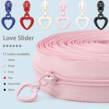 Dây kéo nylon số 3 dài 5 thước Anh kèm 10 đầu kéo hình trái tim = 1 gói, dây kéo số 3 nhiều màu sắc kèm đầu kéo hình trái tim, thích hợp cho túi xách, ví, may vá thay thế, ví tự làm, v.v. - Nhiều màu - Xem 11