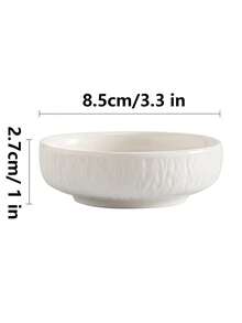 2/4/6pcs Textured Ceramic Round Saucer 3.3-Inch, White Embossed Tableware Condiment Dish, Ketchup Dish, Mustard Small Dish, Fried Chicken Sauce Dipping Dish, Hot Pot And BBQ Dipping Sauce Dish, Practical Snack Small Dish - Multicolor - View 5