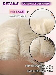 13*4 High Definition Lace Front Wig, 12 Inch Short Straight Bob Style Golden Wig For Women, Natural Glueless Synthetic Fiber Lace Wig, Suitable For Daily Wear, Perfect For Everyday, Parties And New Year Occasions - Gold - View 7