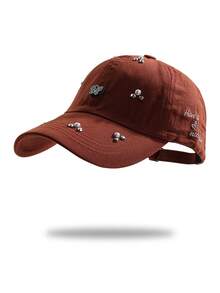 1pc Black Rhinestone Butterfly & Pearl Embroidered Letter Design Adjustable Baseball Cap, Cute & Versatile Sun Hat For Daily Wear, Commute And Outdoor Activities - Baseball Cap - View 9