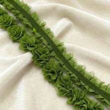 1m/Paquete de cinta de tela de encaje de gasa, accesorio de ropa, cinta decorativa floral, base de tela no tejida - Verde Oliva - Ver 9