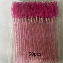 100pcs Crystal Pink Eyelash Brushes, Mascara Wands With Storage Box, Bendable Disposable Eyebrow Brushes, Eyelash Extension Brushes, Eyebrow Brushes, Castor Oil Brushes, Eyebrow Brushes, Eyeshadow Brushes, Spiral Brushes,Giveaways - A - View 6