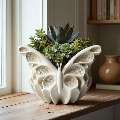 Butterfly Candle Making Mold - Reusable Silicone Mold For DIY Epoxy Resin, Plaster & Clay Crafts, Multi-Purpose For Succulent Planters, Pen Holders & Candle Diffusers - Easy Release Floral Wing Design
