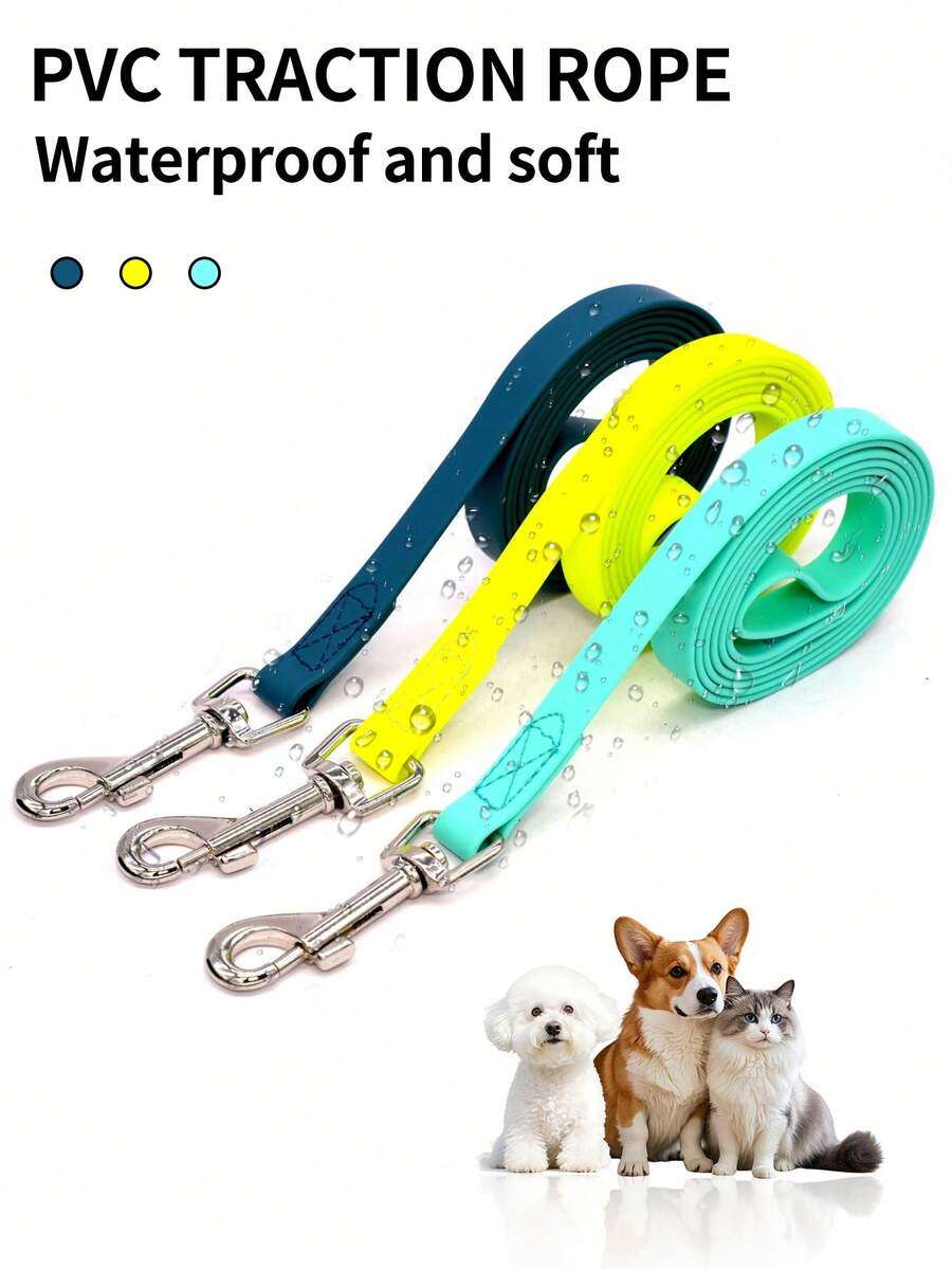1pc Bright Color Pet Leash, Waterproof And Easy To Clean Material, Stylish And Durable, Suitable For Medium And Small Cats And Dogs Outdoor Use, Walking The Dog, Pet Supplies - Multicolor - View 1