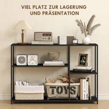 Console Table, Hall Table With 4 Shelves, Side Table With Steel Frame, Metal Shelf For Small Spaces, Entrance, Hall, Living Room, 110 X 30 X 75 Cm, Black - Black - View 4