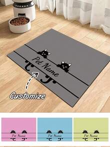 Personalized Custom Absorbent Dog Food Mat, Dog Feeding Mat, Cat Pattern, Personalized Dog Food Mat With Pet Name, Personalized Dog Mat, Can Be Customized According To Your Dog's Name, Perfect For Protecting Floors And Keeping Feeding Area Clean - Multicolor - View 1