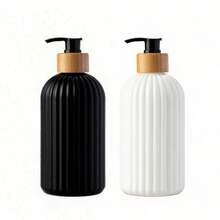 1/2pcs Shampoo Soap Dispenser, Bathroom Lotion Refillable Bottle, Conditioner & Body Lotion Storage Bottle, 500ml - Striped Bottle - View 11