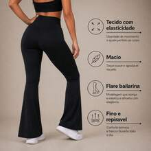 High-Waisted, Ballerina-Style Flare Leggings With Zero Transparency, Ideal For Walking, Training, And Running. - 黑色 - 查看 4