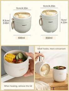 niceforyou 800ml/600ml 保溫湯杯，雙層不鏽鋼 + PP 材質，附叉子食物容器，可微波，防漏，保溫 4 小時以上，適用於燕麥粥、咖啡，適合辦公室、學校、健身房、露營、旅行，理想的畢業與生日禮物 - 彩色 - 查看 11