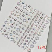 INS Style High-Quality Diamond Heart Stickers, DIY Asymmetrical Mini Diamond Stickers, Music Festival, Adhesive Diamond Stickers For Face & Eye Decoration, Laser Glitter Mini Stickers - Silver - View 19