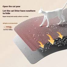 1pc Cat Litter Mat, Double-Layer EVA Material, Large Size, Anti-Splash & Leak, Washable Litter Trapping Mat, Suitable For Pet Cat Litter Box - Grey - View 10