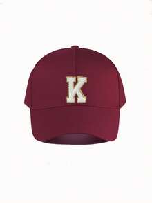 Mũ lưỡi trai trẻ em in tên theo 26 chữ cái, kiểu dáng snapback, có thể điều chỉnh, thích hợp cho hoạt động ngoài trời hoặc thường ngày. - Màu Đỏ Sâu - Xem 7