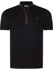 T8571 DEWBERRY Men T-SHIRT WITH ZIPPER - Black - View 5
