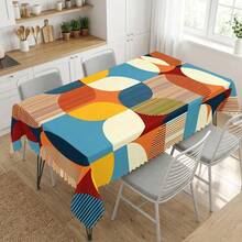 1pc Nordic Style Minimalist Geometric Print Polyester Tablecloth, Suitable For Kitchen, Dining Room, Holiday, Banquet, Party Table Decor - Multicolor - View 10