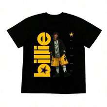 Billie Eilishs Star Print 2026 Casual Fashion Summer New Men's Women's T-Shirt Retro Pure C T Shirts For Men,Tops For Women,Girls Clothes,Boys Clothes,Summer Tops,Funny T Shirts,Graphic Tee,Holiday Outfits For Women,Summer Holiday Outfits,Summer Tops,Gifts For Men,Girls Holiday-Vintage Street Style Unisex Loose Cotton Short Sleeve Crew Neck T-ShirtMen Women T-Shirt Print Tee,Sommer,Sommer Outfit Damen,Sommer Tops,Muttertag,Festival,Sport,Urlaub,Tops Damen - 黑色 - 查看 7