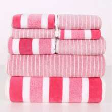 Set Handuk & Handuk Mandi 8 Buah - Koleksi Rumah & Kamar Mandi Bergaris Lembut: Termasuk Handuk Wajah dan Handuk Mandi. Cepat Kering, Sangat Menyerap, dan Ekstra Tebal - Pilihan Ideal untuk Kamar Mandi, Perjalanan, dan Sewa Liburan. - MultiWarna - View 10