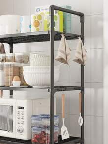 Multi-Layer, Multifunctional Simple Storage Rack, Suitable For Kitchen/Bathroom/Living Room/Entrance Door Storage Rack, For Microwave/Kitchen Appliances/Pots, Dishes, And Bathroom Supplies Storage. - Multicolor - View 9
