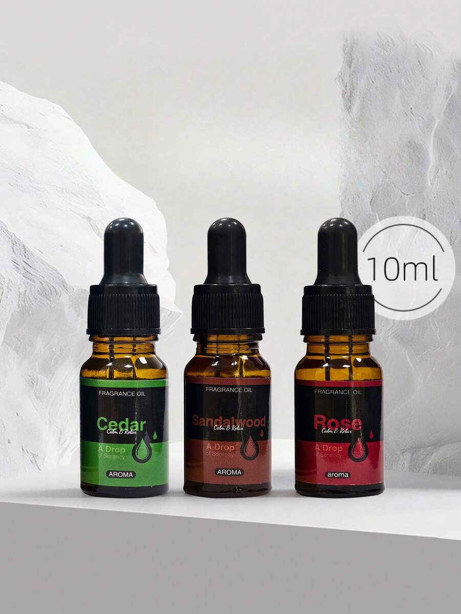 Huile essentielle, 10ml Huiles essentielles pour diffuseurs pour la maison, Huiles essentielles de lavande, Huiles de parfum florales pour la fabrication de savons & bougies, Cadeau d'huile d'aromathérapie à la rose, Rose/Cèdre/Vanille/Lavande/Santal - Multicolore - Voir 1