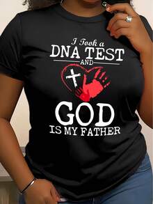 Me hice una prueba de ADN, y el resultado muestra "Dios es mi padre" impreso en una camiseta negra de manga corta, perfecta para el uso diario, suave y cómoda, adecuada para el verano, y hace un gran regalo para Pascua y el día de la madre - Negro - Ver 2
