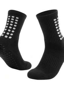 1/3/6 pares de calcetines de fútbol para hombre, cortos, gruesos, largos, para pareja, antideslizantes, hasta la pantorrilla, resistentes al desgaste, calcetines deportivos - Blanco y Negro - Ver 9