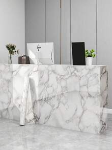 1 Roll Thick Self-Adhesive Marble Patterned Wallpaper, Arabic Scato White Design, Waterproof, Suitable For Kitchen And Bathroom Decoration - Large White - View 5