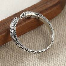 Cincin Terbuka Cakar Hewan 3D untuk Wanita, Tekstur Vintage, Tekstur Buatan Tangan, Busana Artistik, Serbaguna untuk Perjalanan, Cincin yang Dipersonalisasi - Antique Silver - View 5