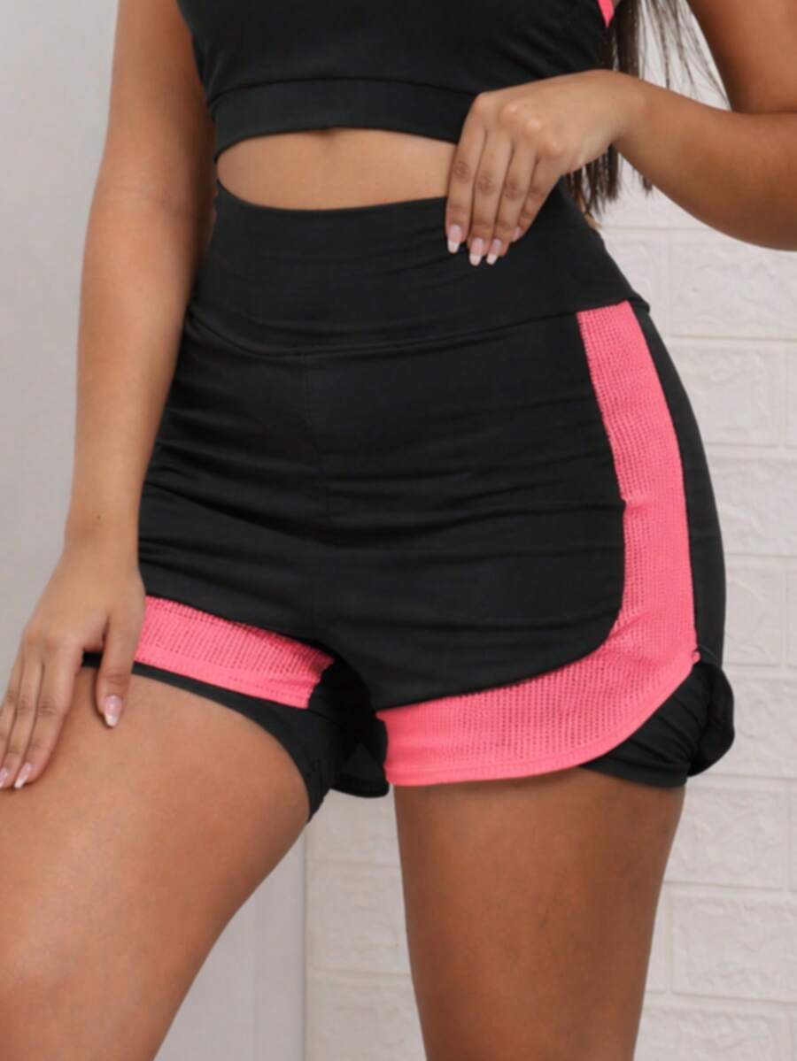 Double Fitness Shorts - Pink - View 1