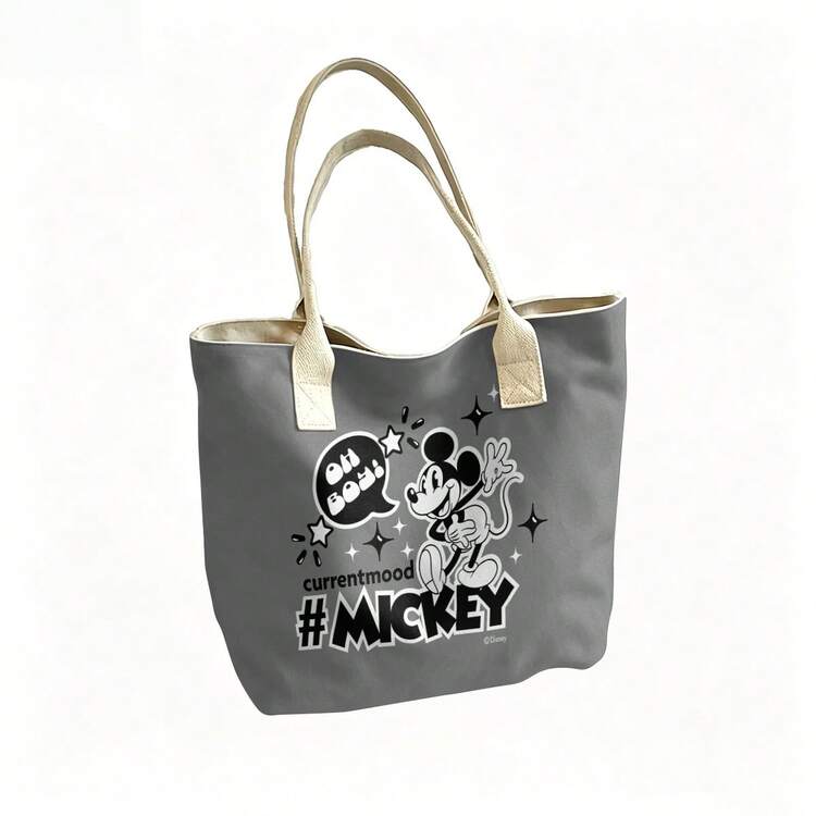 Túi tote Disney Mickey Mouse, túi đeo vai bằng vải canvas dung tích lớn, túi xách tay thông thường dùng cho công sở, trường học, mua sắm, du lịch, sử dụng hàng ngày và trang trí nhà cửa. - trắng - Xem 4