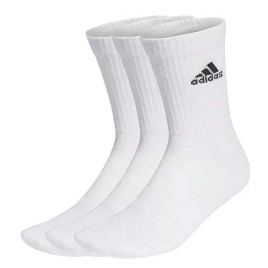 Adidas Cushioned Crew Unisex Adults White 3 Pack Socks - White - View 1