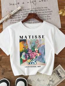 Camiseta de manga corta Soft LC 1 pieza Matisse Les Pivoines con estampado floral, camiseta casual de uso diario, camiseta retro, ropa de otoño e invierno, camisetas neutras para hombre y mujer, ropa de talla grande, sudadera, ropa para mujer, tops, ropa de Año Nuevo, tops para mujer, tops de primavera y verano para mujer, ropa de primavera, conjuntos de vacaciones para mujer, regalos de San Valentín, tops de verano 100% algodón. - Blanco - Ver 7